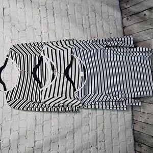 MADELEINE Bundle Of 3 White Striped 3/4 And Long sleeve Tops Size 8 EUC